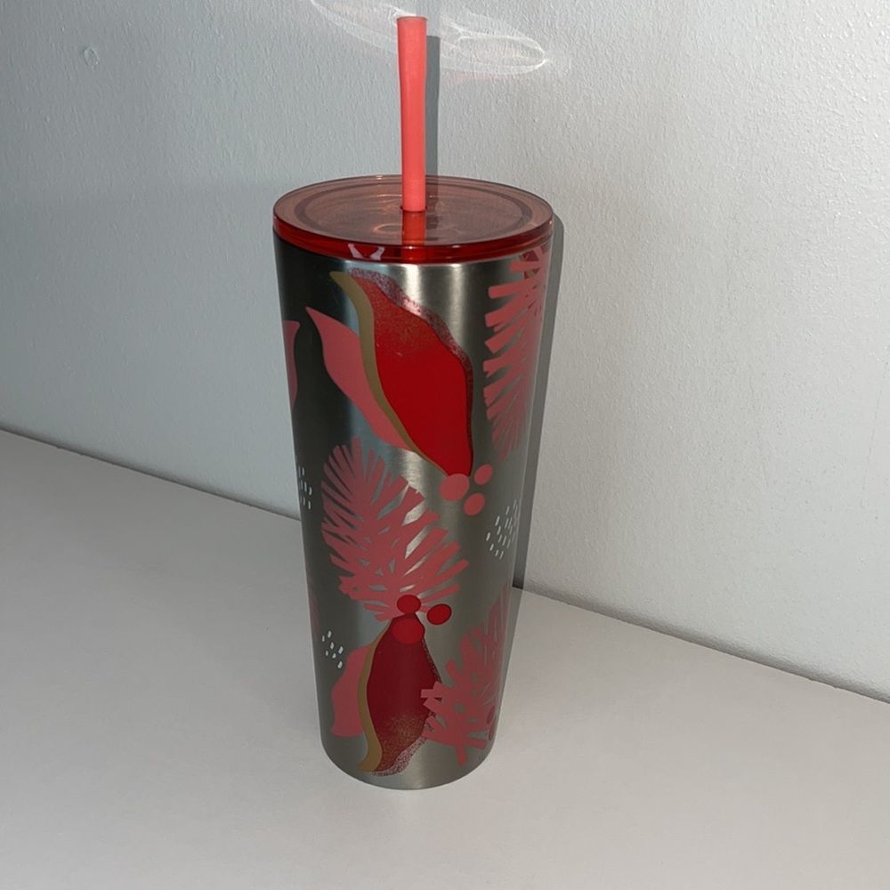 Starbucks 2019 Holiday Mistletoe Red/Pink Metal Tumbler - Picture 9 of 12